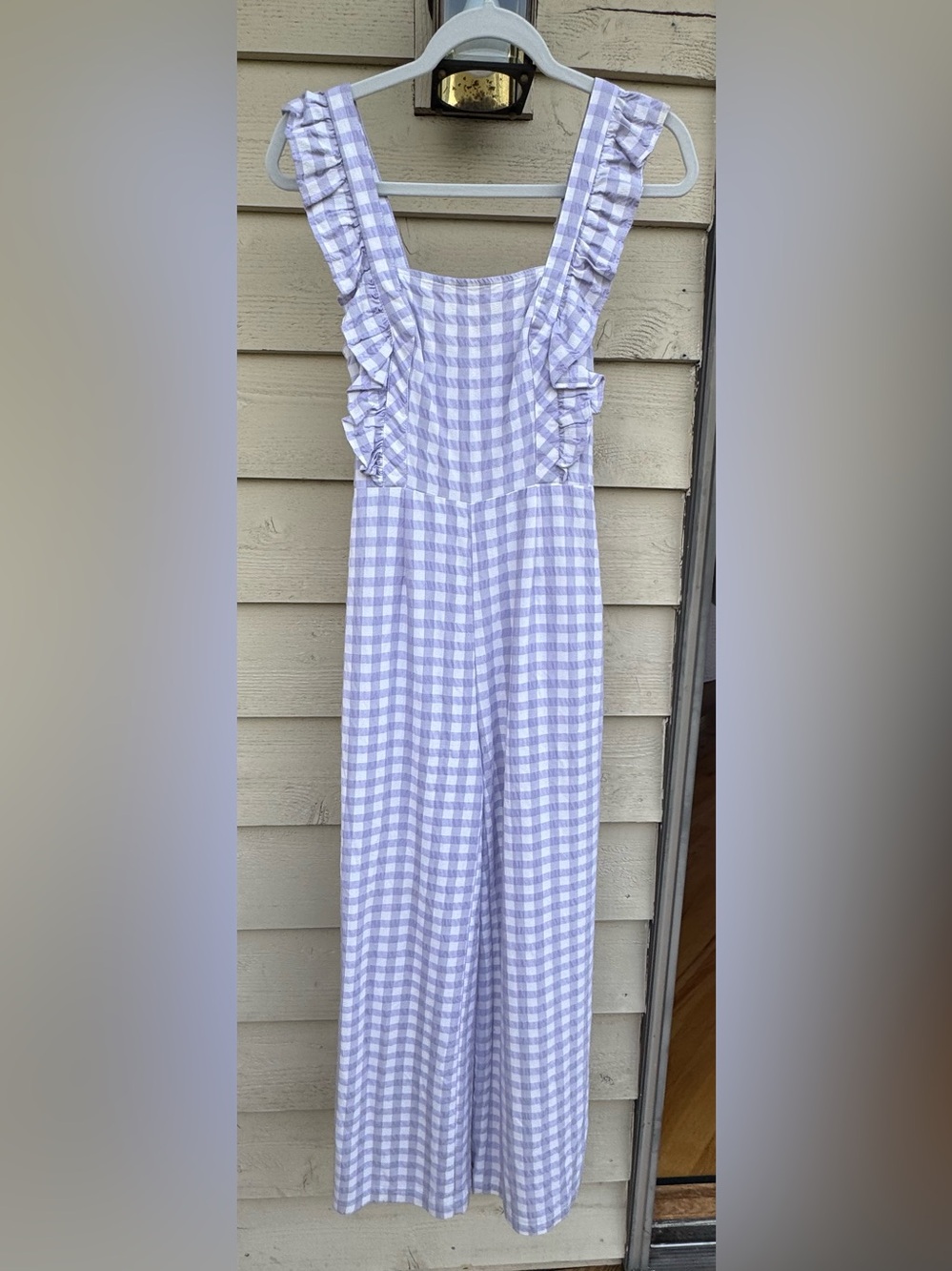 Urban Outfitters Lavender Gingham Smocked Jumpsuit